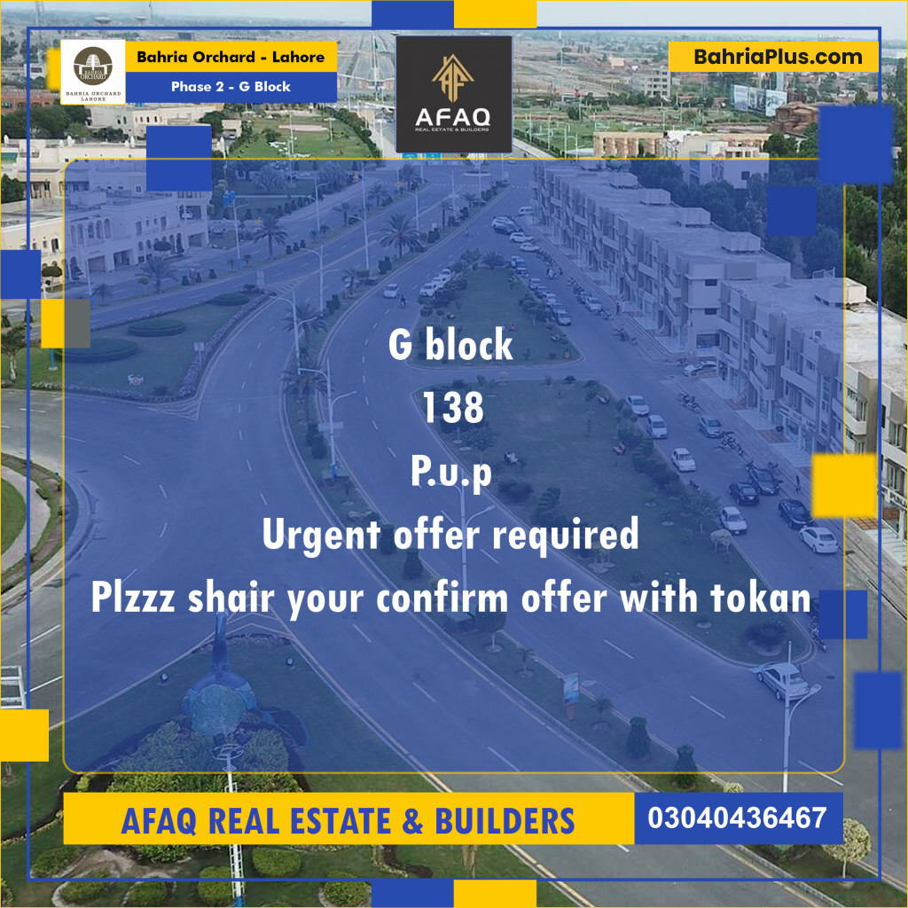 5 Marla Residential Plot for Sale in Phase 2 - G Block -  Bahria Orchard, Lahore - (BP-258346)