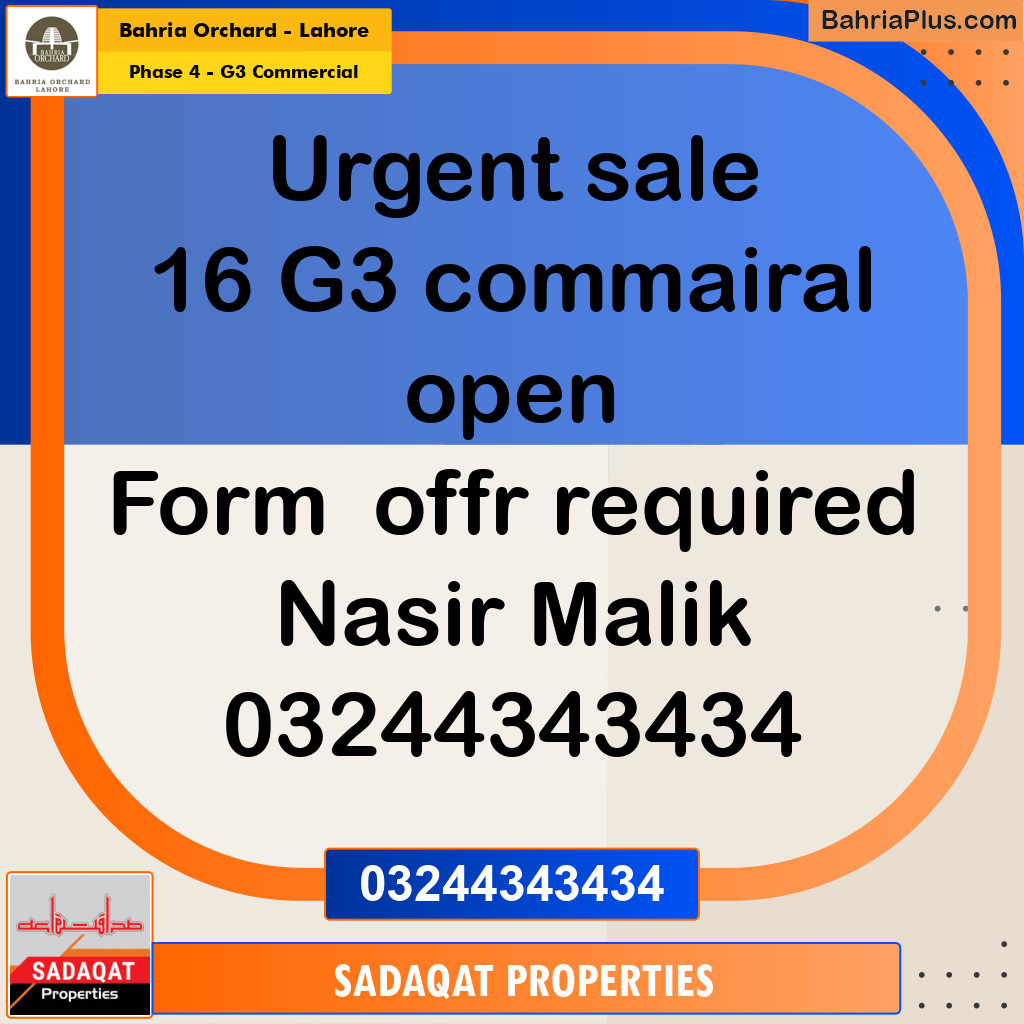 5 Marla Commercial Plot for Sale in Phase 4 - G3 Commercial -  Bahria Orchard, Lahore - (BP-258355)