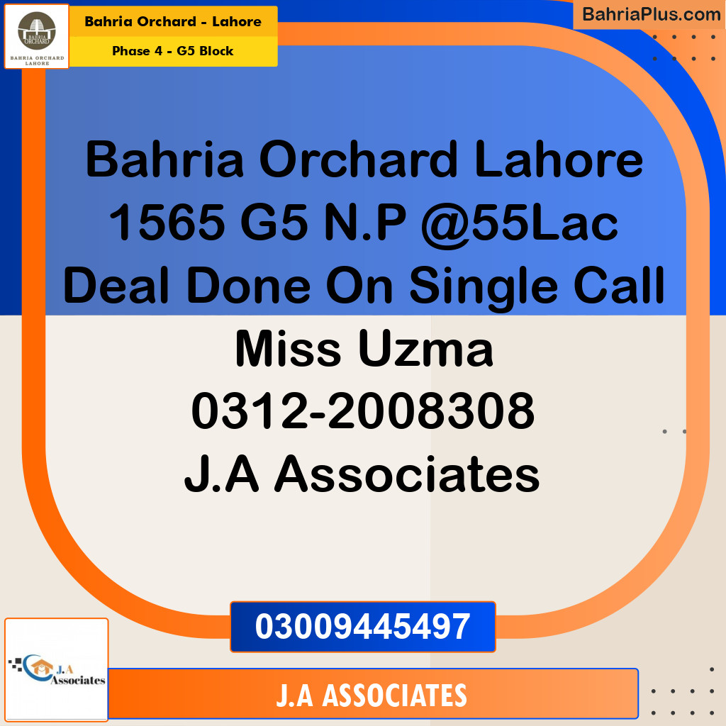 10 Marla Residential Plot for Sale in Phase 4 - G5 Block -  Bahria Orchard, Lahore - (BP-258376)