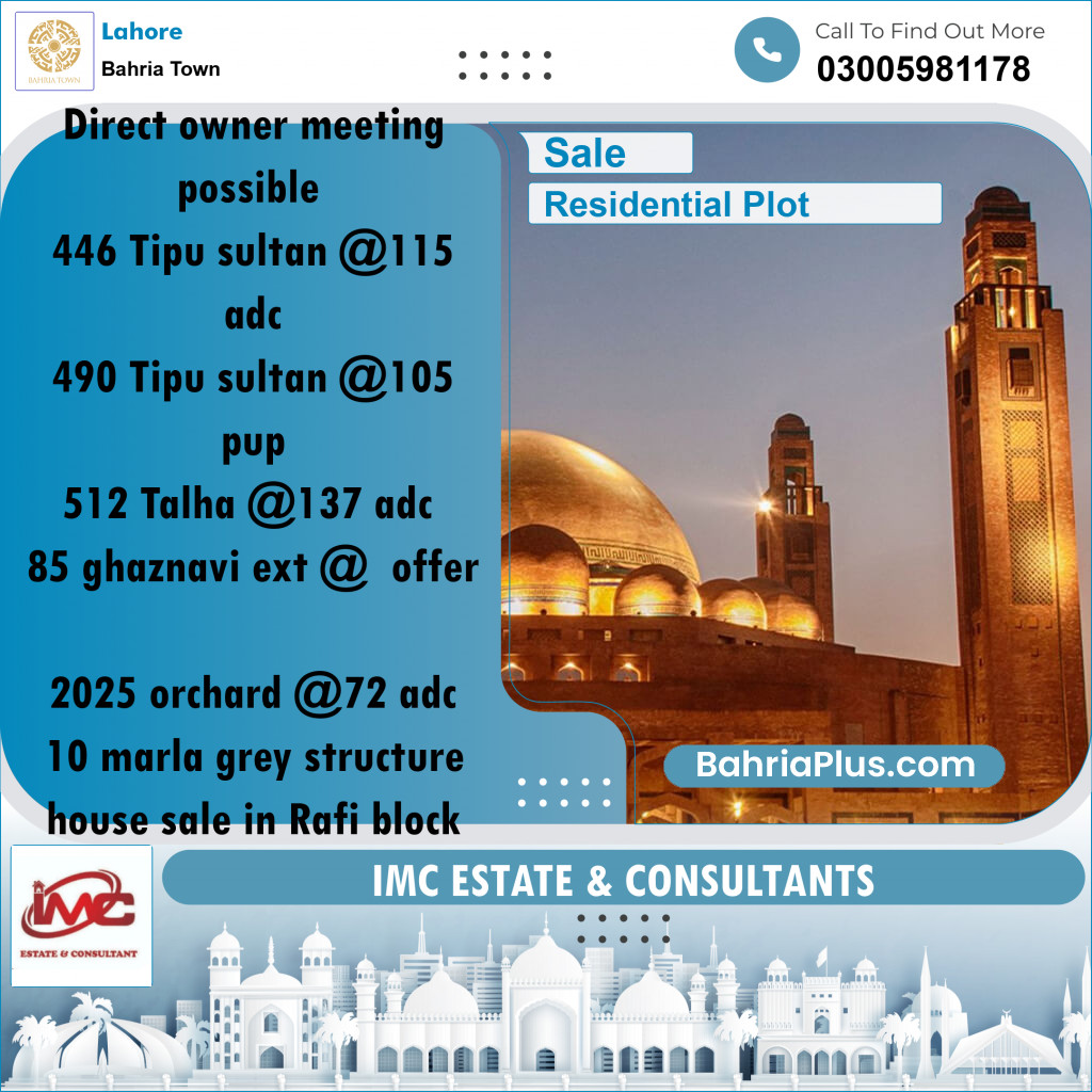 Residential Plot for Sale in Bahria Town, Lahore - (BP-258381)
