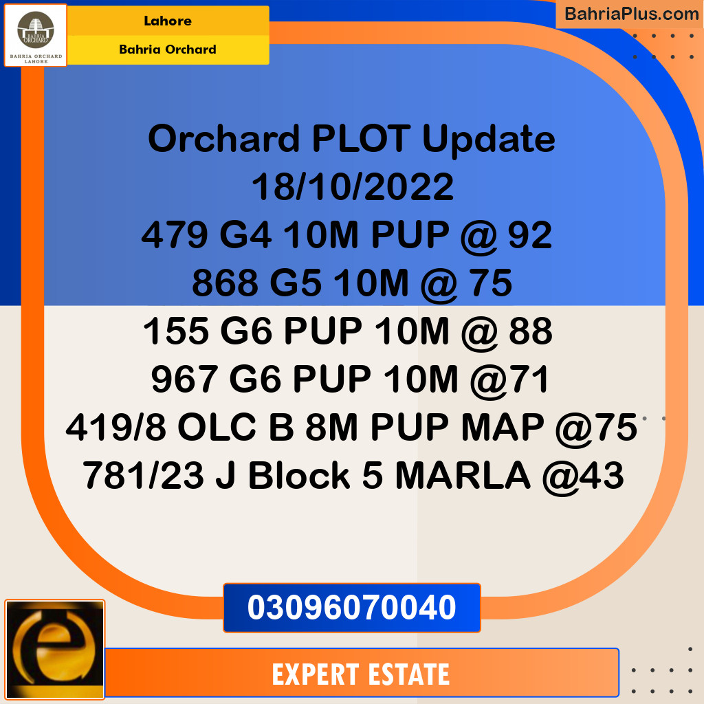 10 Marla Residential Plot for Sale in Bahria Orchard, Lahore - (BP-258411)