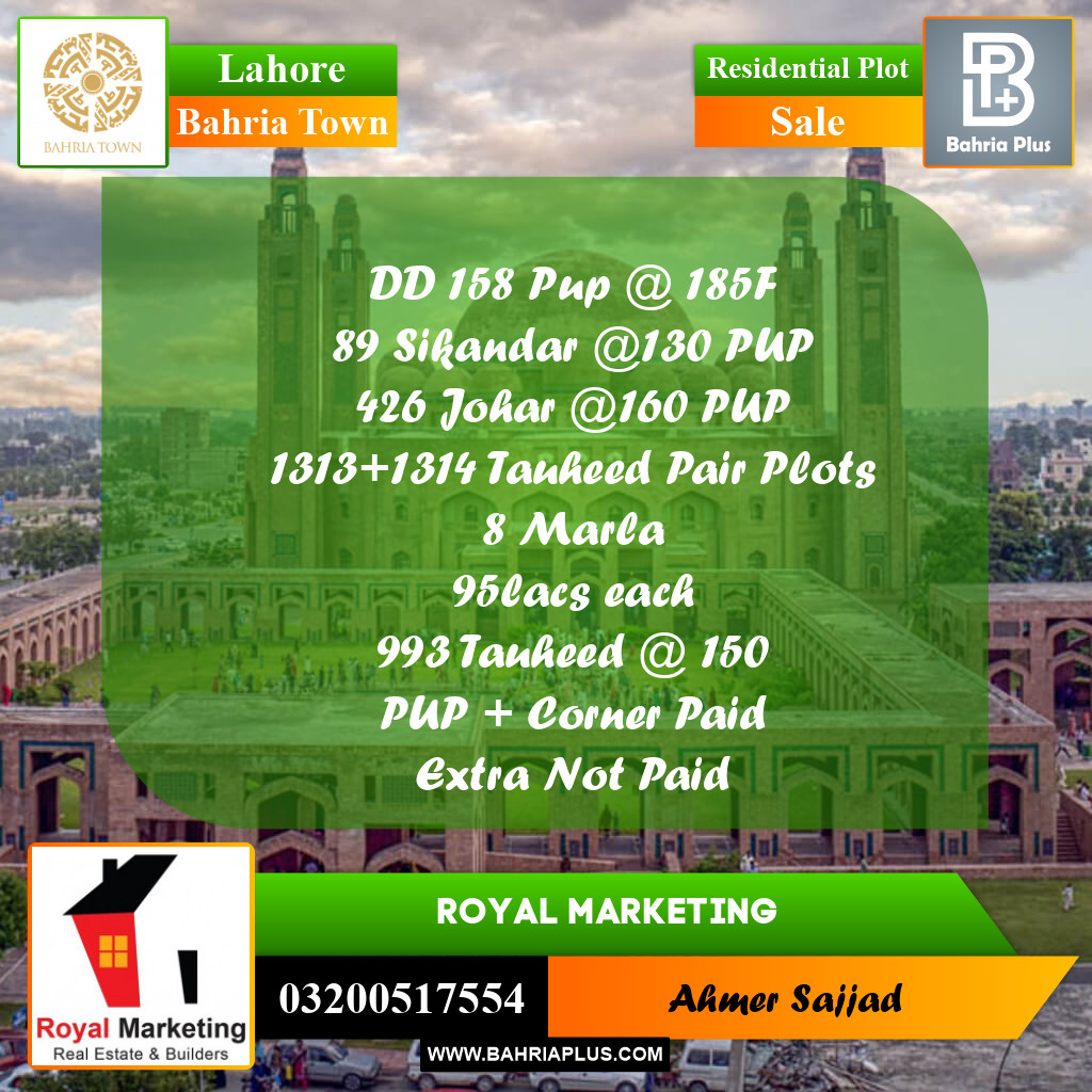 Residential Plot for Sale in Bahria Town, Lahore - (BP-258423)