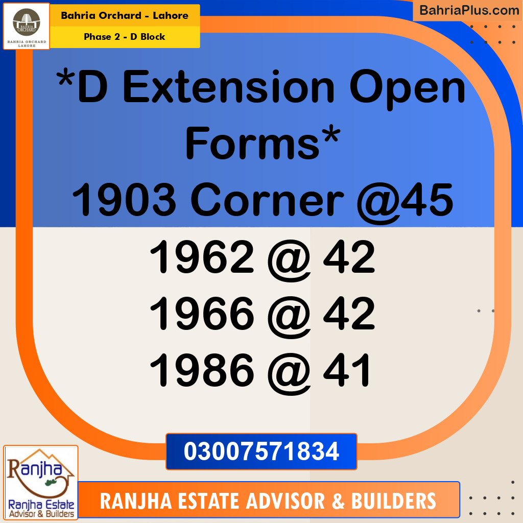 5 Marla Residential Plot for Sale in Phase 2 - D Block -  Bahria Orchard, Lahore - (BP-258433)