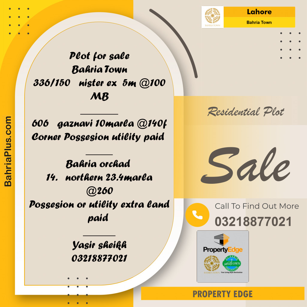 Residential Plot for Sale in Bahria Town, Lahore - (BP-258466)
