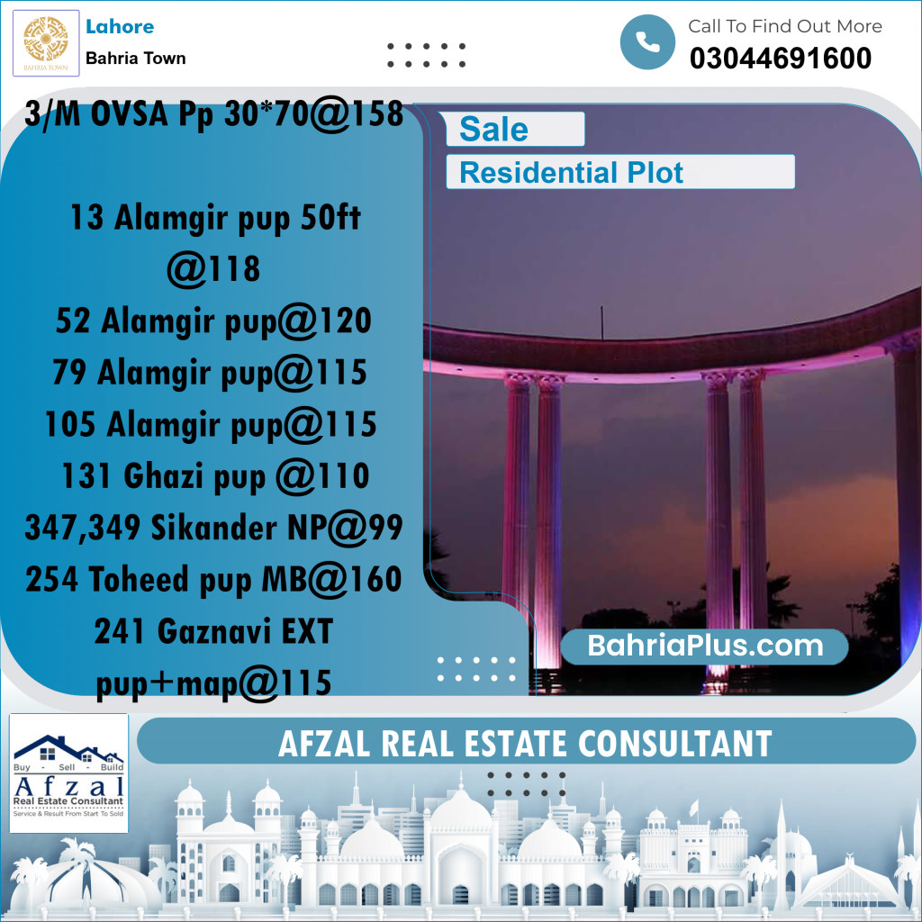 Residential Plot for Sale in Bahria Town, Lahore - (BP-258499)