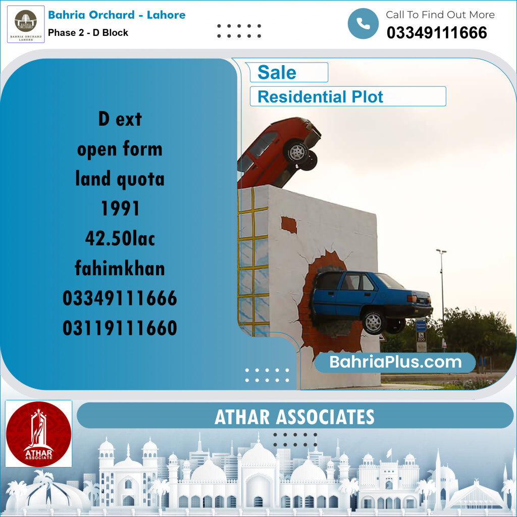 5 Marla Residential Plot for Sale in Phase 2 - D Block -  Bahria Orchard, Lahore - (BP-258502)