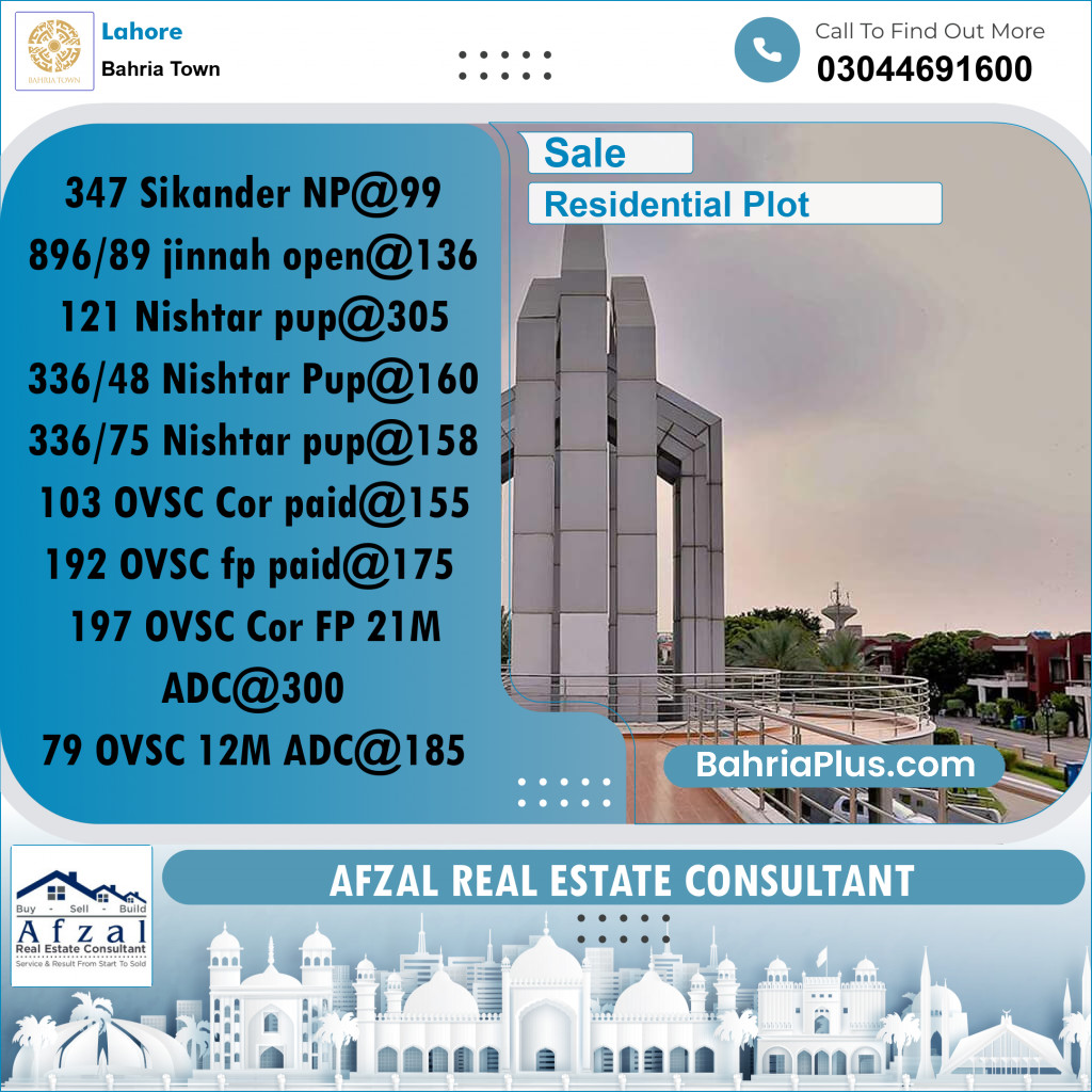 Residential Plot for Sale in Bahria Town, Lahore - (BP-258505)