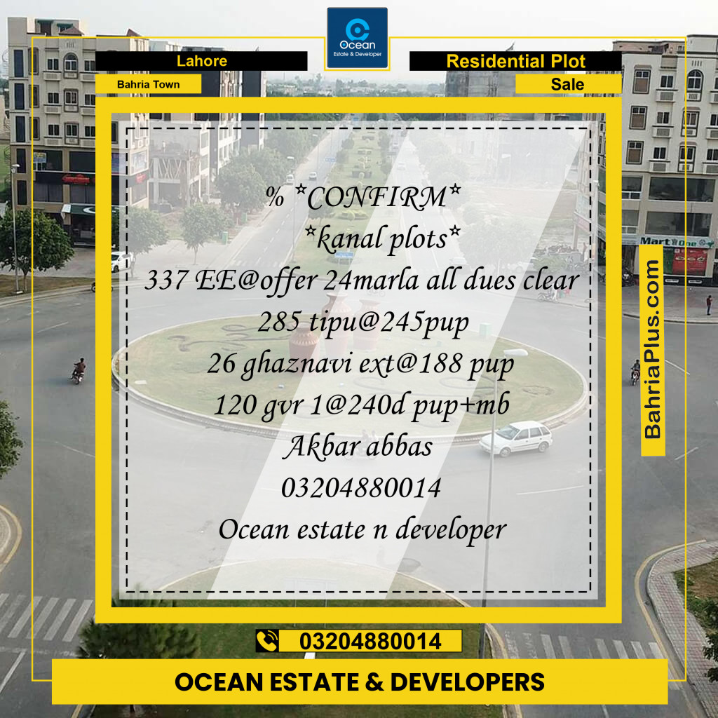 Residential Plot for Sale in Bahria Town, Lahore - (BP-258507)