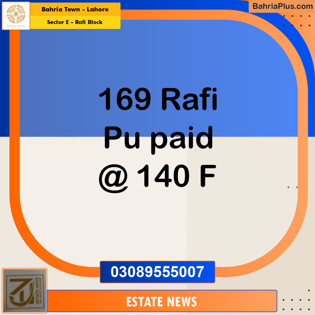 Residential Plot for Sale in Sector E - Rafi Block -  Bahria Town, Lahore - (BP-258512)