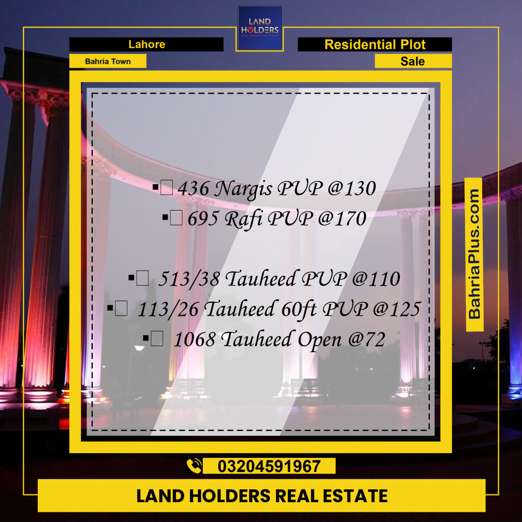Residential Plot for Sale in Bahria Town, Lahore - (BP-258528)