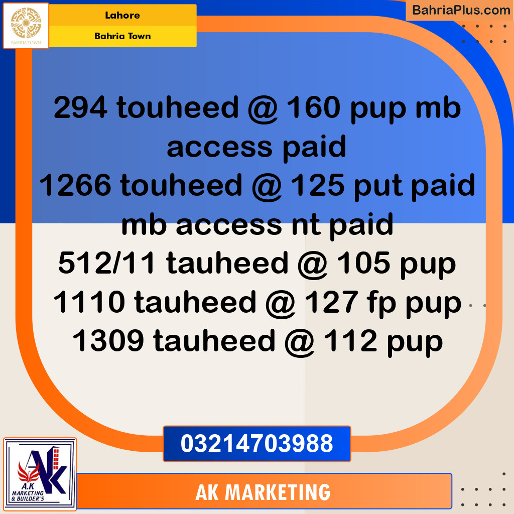 Residential Plot for Sale in Bahria Town, Lahore - (BP-258535)