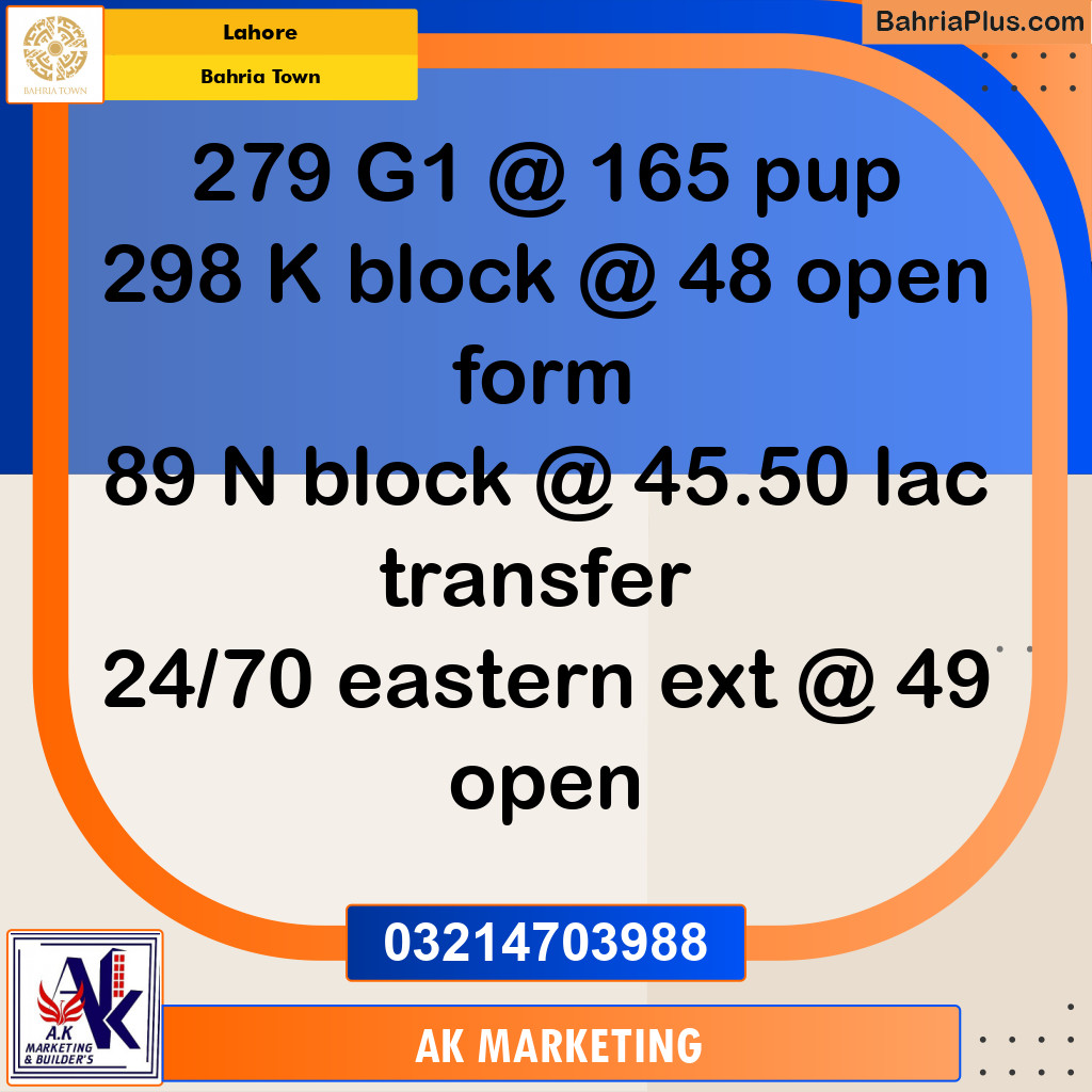 Residential Plot for Sale in Bahria Town, Lahore - (BP-258576)