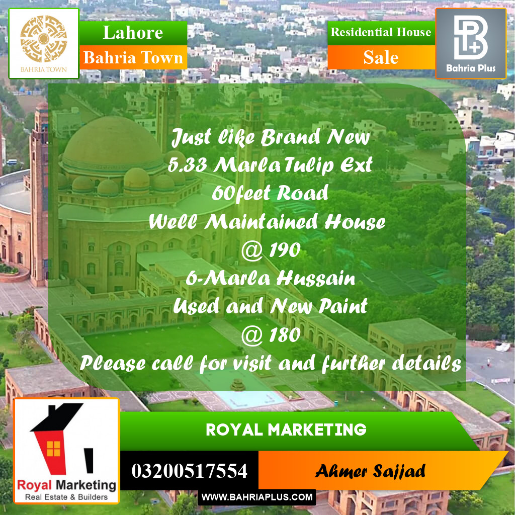 Residential House for Sale in Bahria Town, Lahore - (BP-258601)