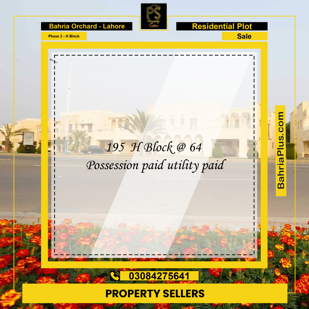 8 Marla Residential Plot for Sale in Phase 2 - H Block -  Bahria Orchard, Lahore - (BP-258610)
