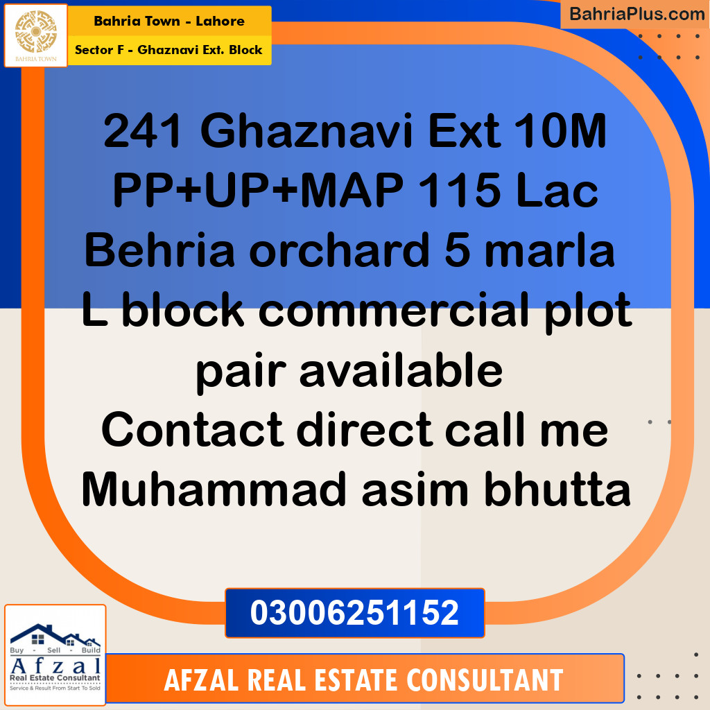 10 Marla Residential Plot for Sale in Sector F - Ghaznavi Ext. Block -  Bahria Town, Lahore - (BP-258664)