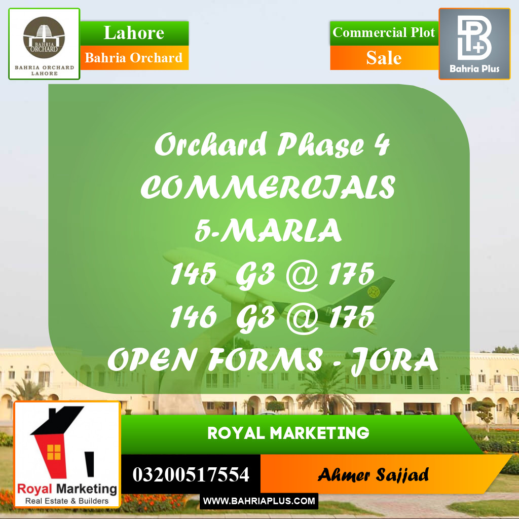 Commercial Plot for Sale in Bahria Orchard, Lahore - (BP-258675)