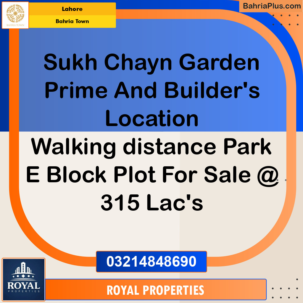 1 Kanal Residential Plot for Sale in Bahria Town, Lahore - (BP-258698)