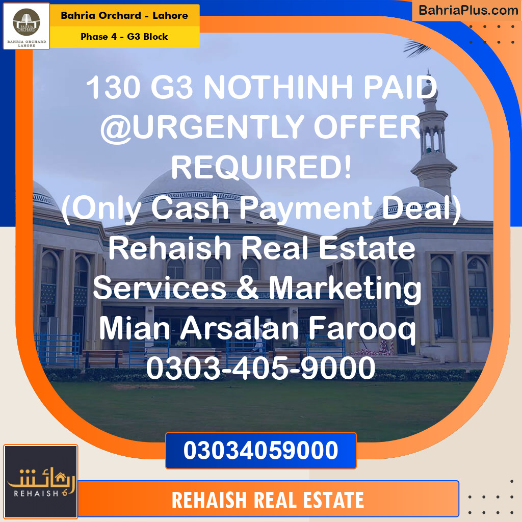 Residential Plot for Sale in Phase 4 - G3 Block -  Bahria Orchard, Lahore - (BP-258702)
