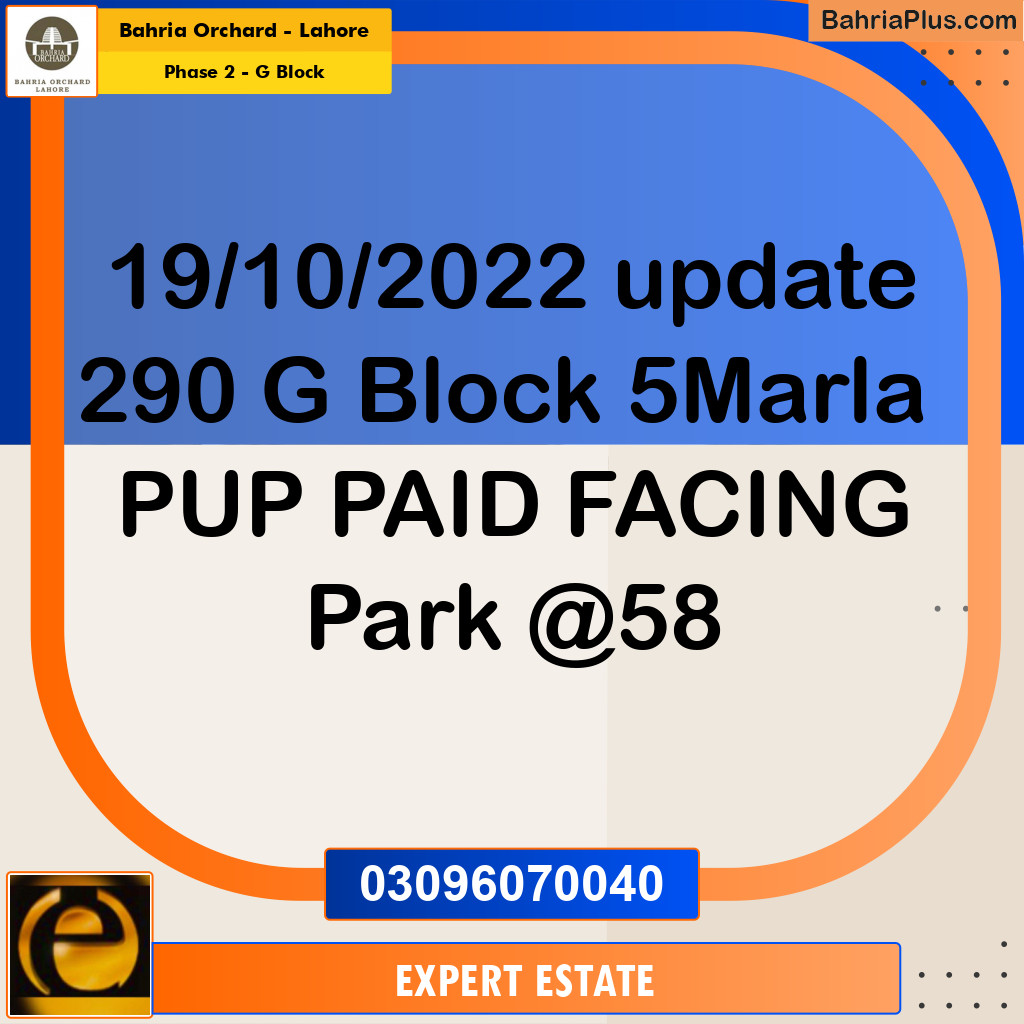5 Marla Residential Plot for Sale in Phase 2 - G Block -  Bahria Orchard, Lahore - (BP-258726)