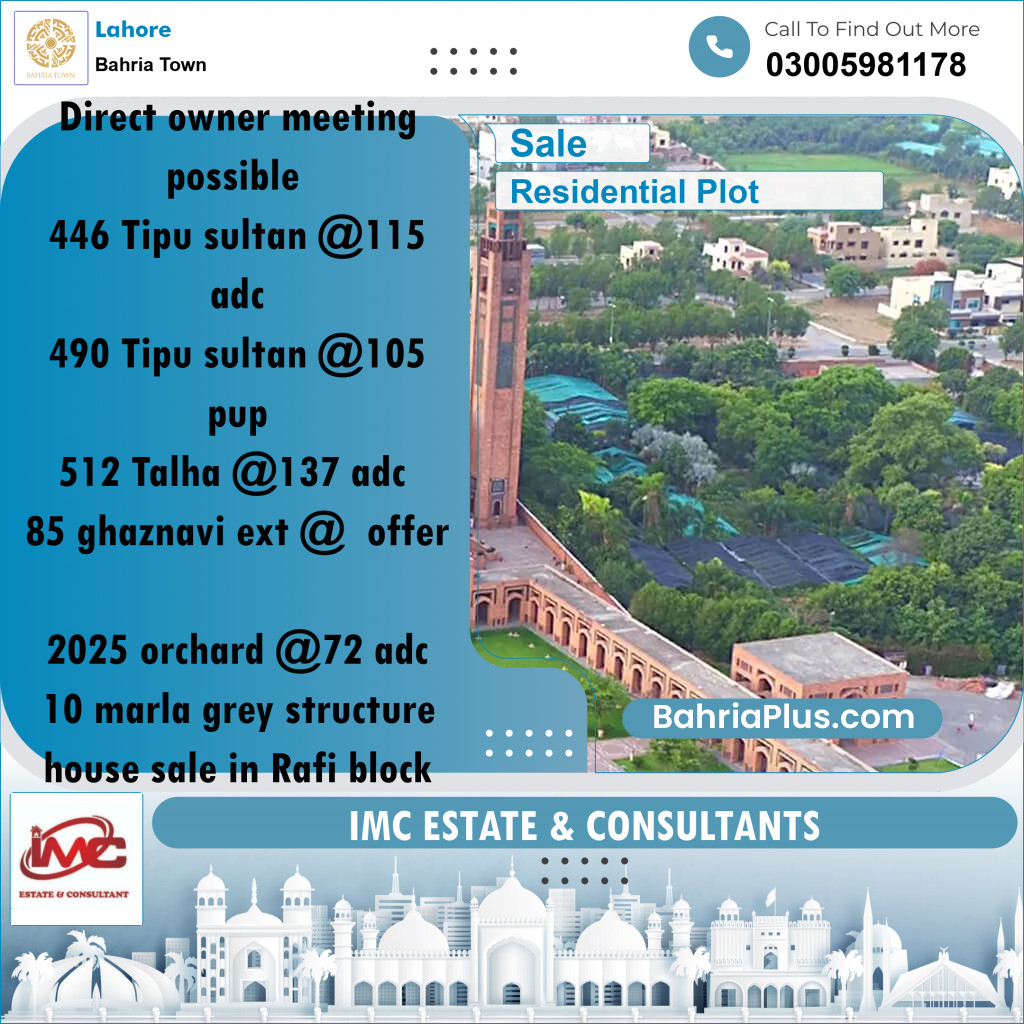 Residential Plot for Sale in Bahria Town, Lahore - (BP-258735)