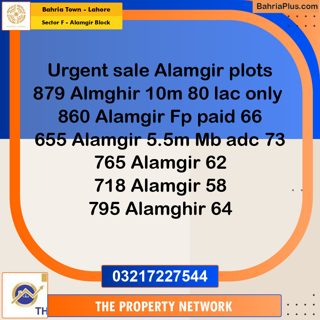 5 Marla Residential Plot for Sale in Sector F - Alamgir Block -  Bahria Town, Lahore - (BP-258754)