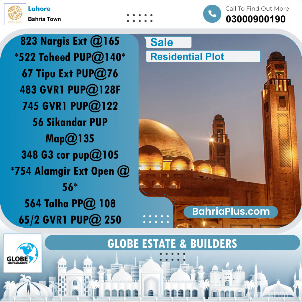 Residential Plot for Sale in Bahria Town, Lahore - (BP-258797)