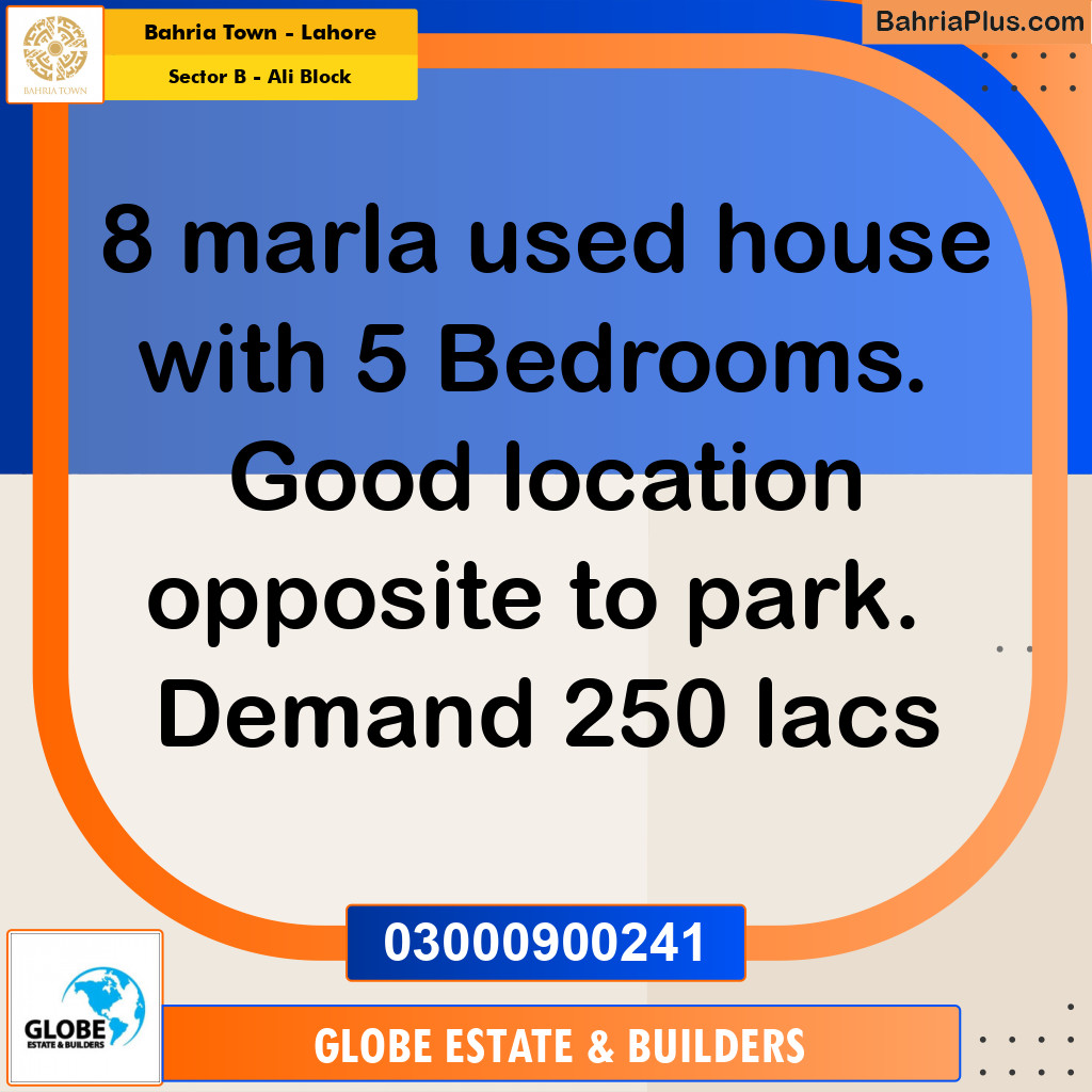 8 Marla Residential House for Sale in Sector B - Ali Block -  Bahria Town, Lahore - (BP-258800)
