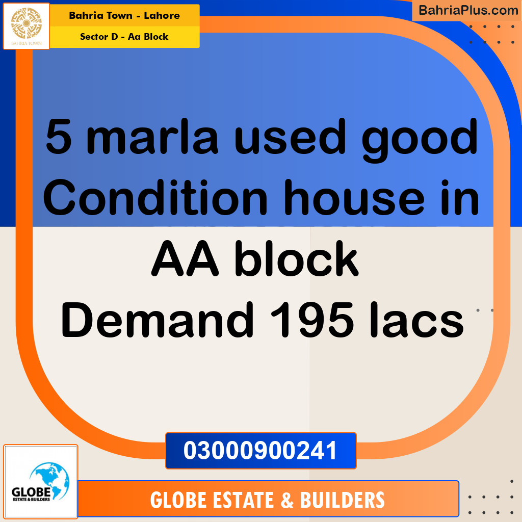 5 Marla Residential House for Sale in Sector D - AA Block -  Bahria Town, Lahore - (BP-258801)