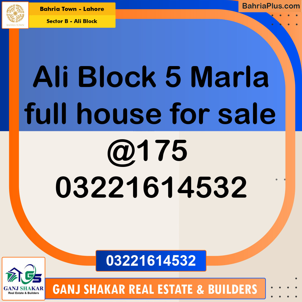 5 Marla Residential House for Sale in Sector B - Ali Block -  Bahria Town, Lahore - (BP-258802)