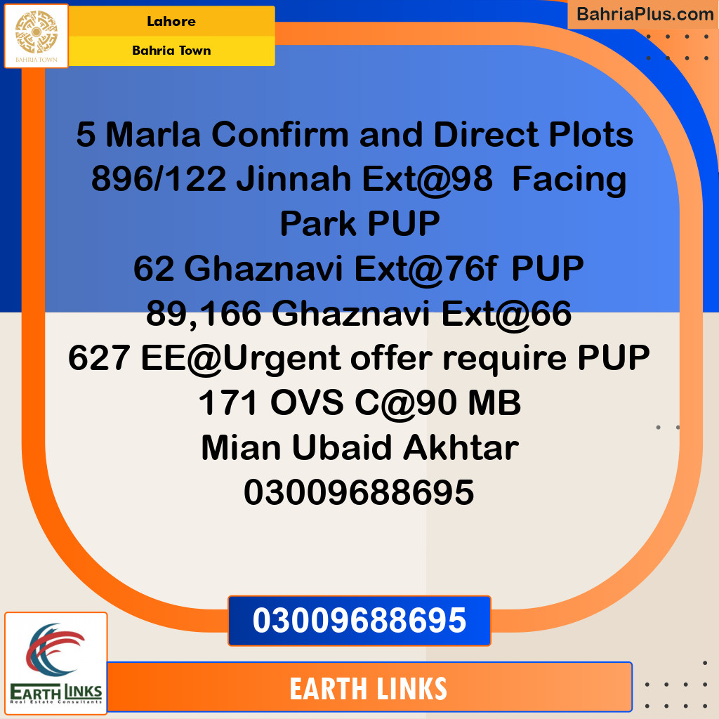 Residential Plot for Sale in Bahria Town, Lahore - (BP-258810)