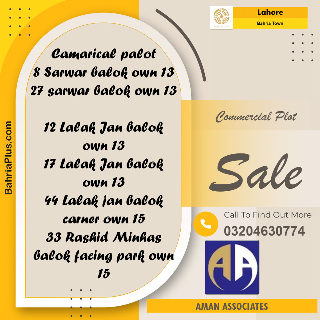 5 Marla Commercial Plot for Sale in Bahria Town, Lahore - (BP-258833)