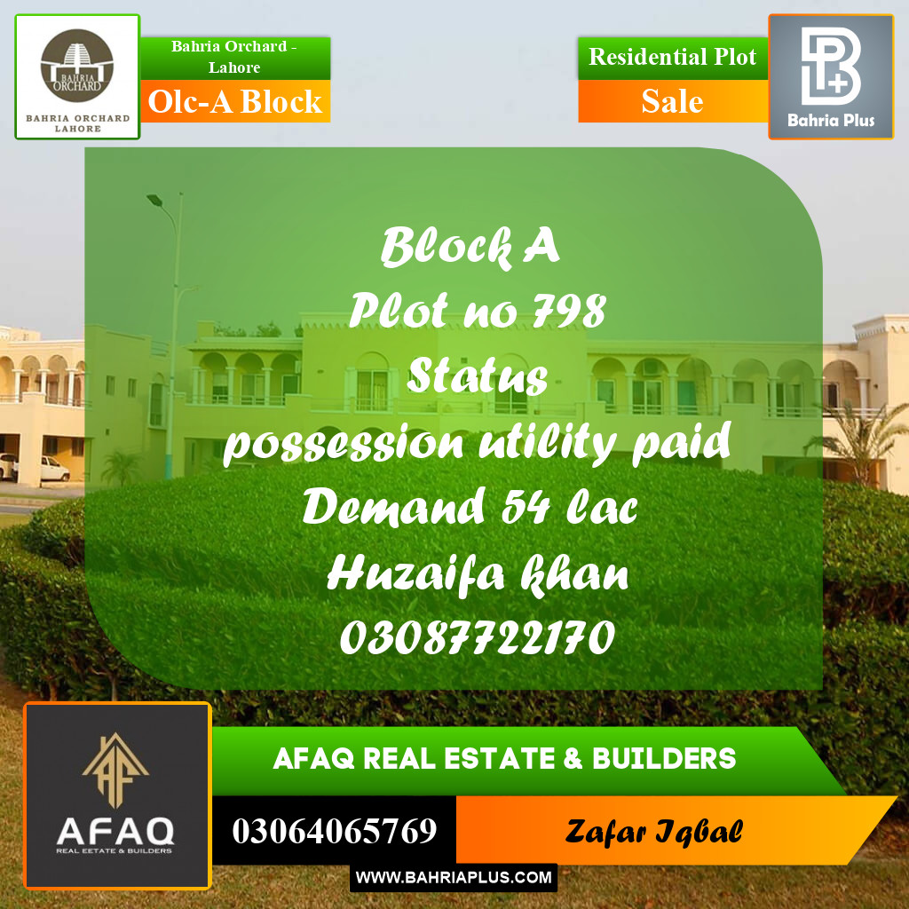 5 Marla Residential Plot for Sale in OLC-A Block -  Bahria Orchard, Lahore - (BP-258834)