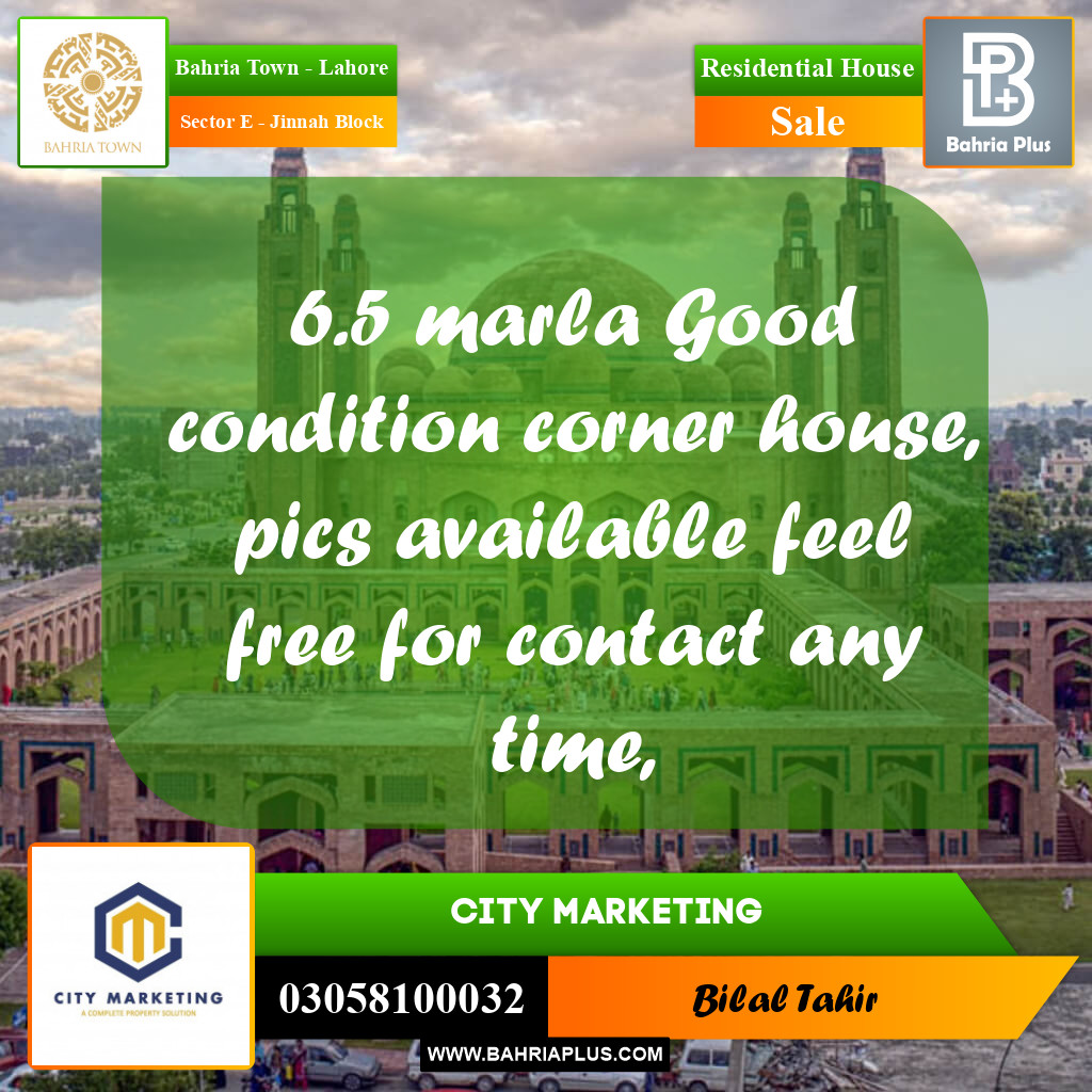 6 Marla Residential House for Sale in Sector E - Jinnah Block -  Bahria Town, Lahore - (BP-258850)