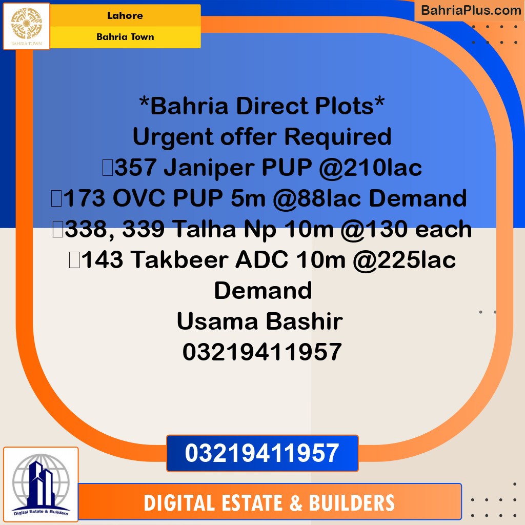 Residential Plot for Sale in Bahria Town, Lahore - (BP-258865)