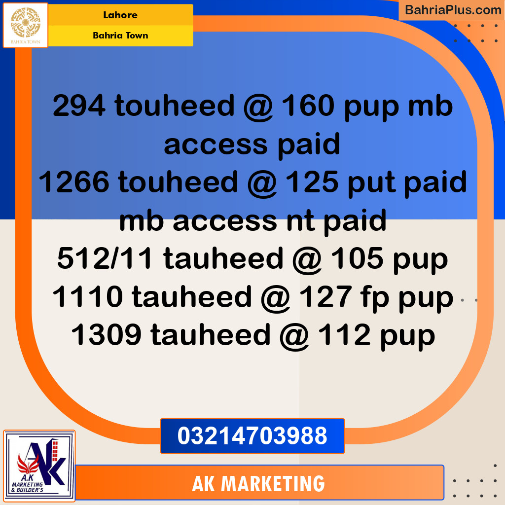 Residential Plot for Sale in Bahria Town, Lahore - (BP-258890)