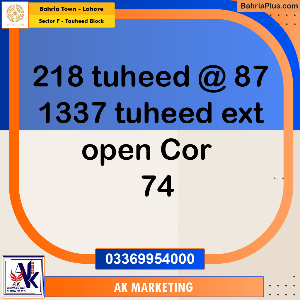 10 Marla Residential Plot for Sale in Sector F - Tauheed Block -  Bahria Town, Lahore - (BP-258909)