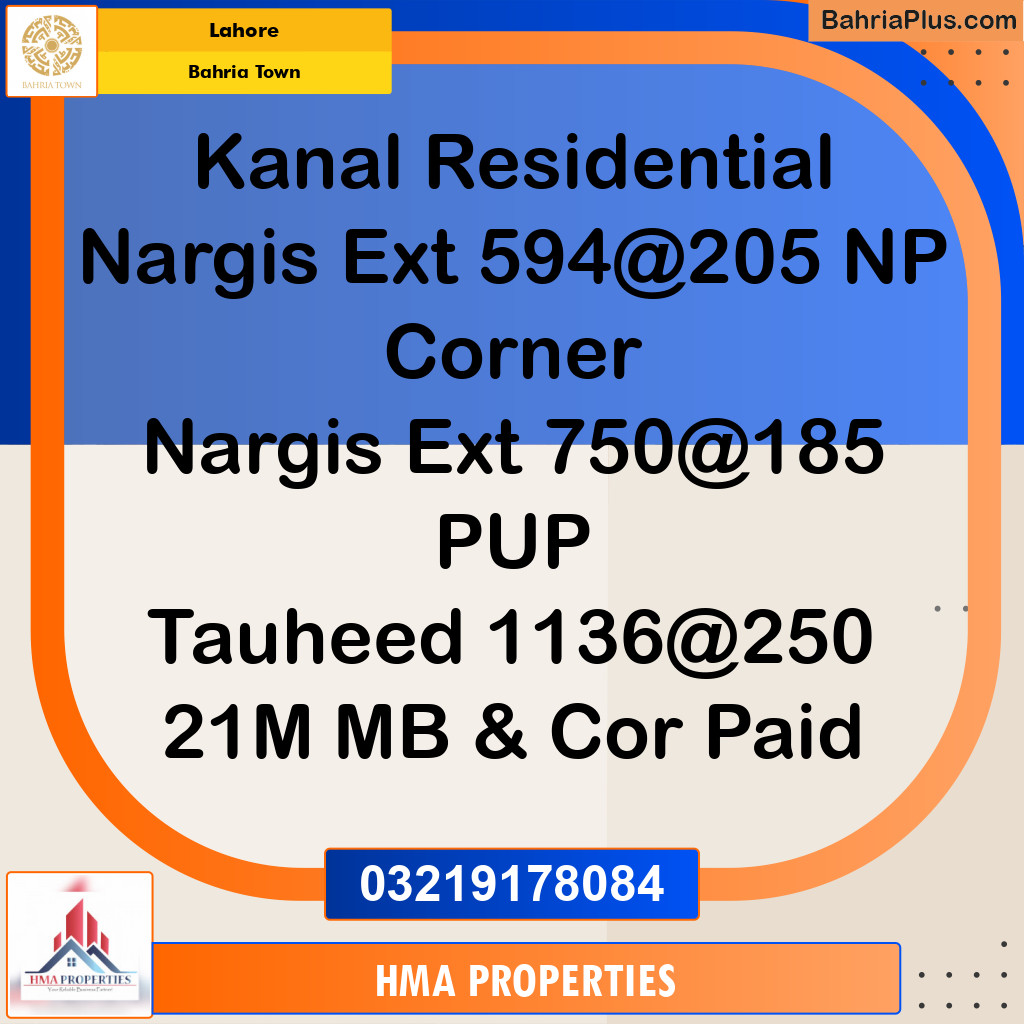 1 Kanal Residential Plot for Sale in Bahria Town, Lahore - (BP-258973)