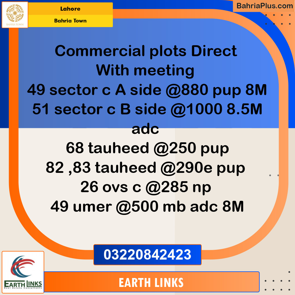 Commercial Plot for Sale in Bahria Town, Lahore - (BP-258987)
