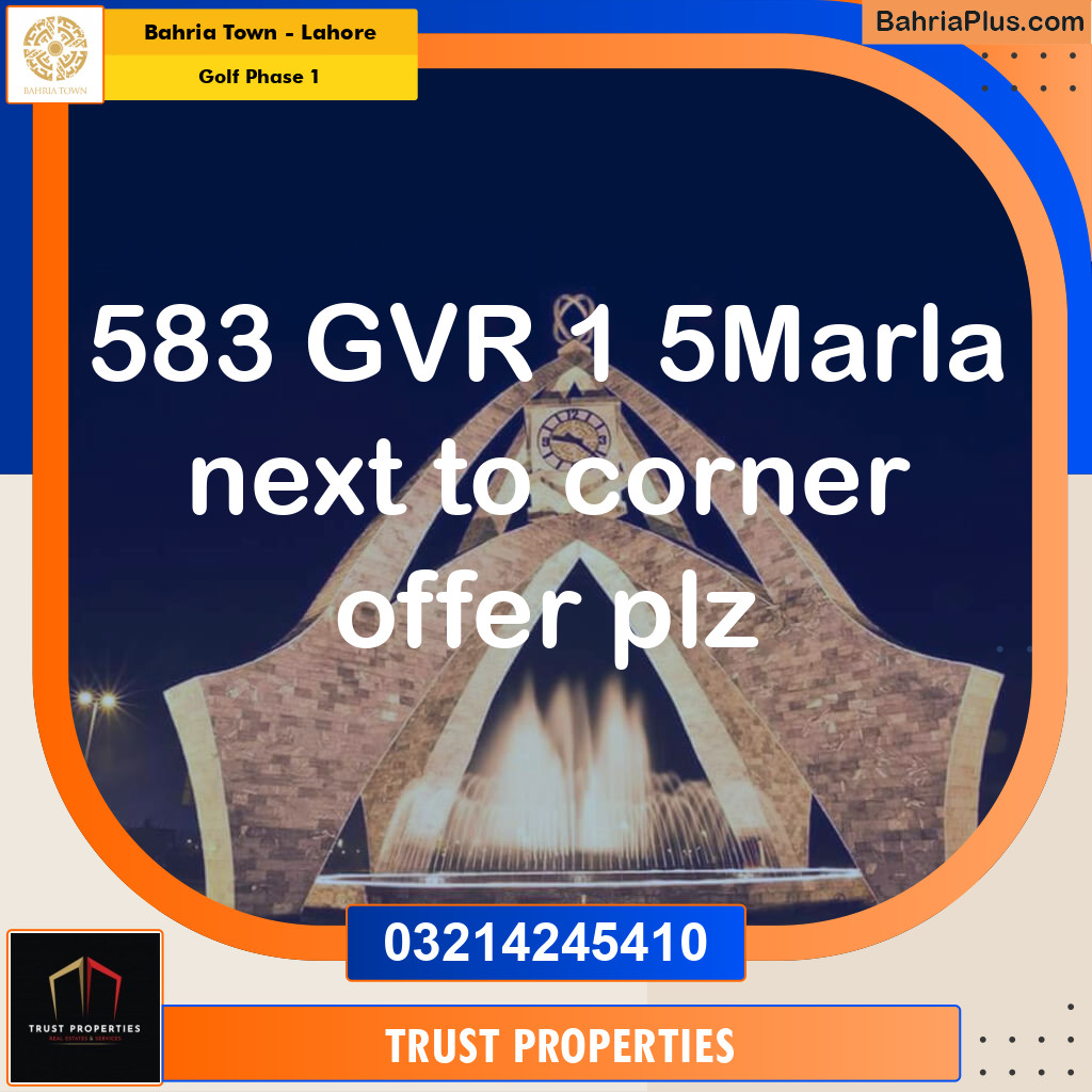 5 Marla Residential Plot for Sale in Golf Phase 1 -  Bahria Town, Lahore - (BP-258991)