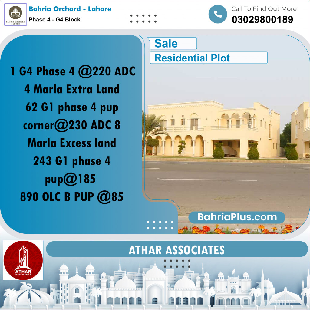 10 Marla Residential Plot for Sale in Phase 4 - G4 Block -  Bahria Orchard, Lahore - (BP-259014)