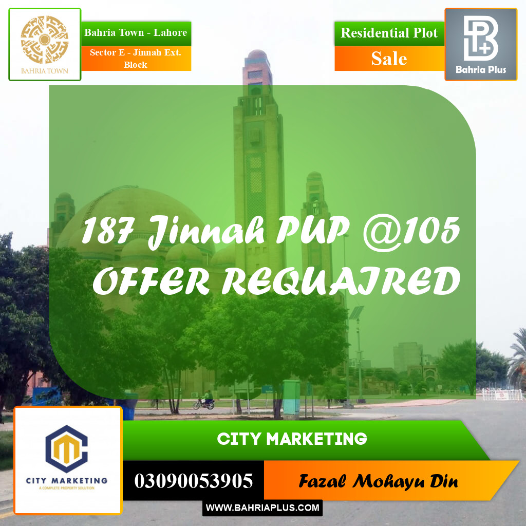 5 Marla Residential Plot for Sale in Sector E - Jinnah Ext. Block -  Bahria Town, Lahore - (BP-259017)