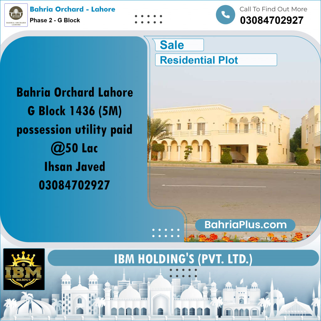5 Marla Residential Plot for Sale in Phase 2 - G Block -  Bahria Orchard, Lahore - (BP-259046)