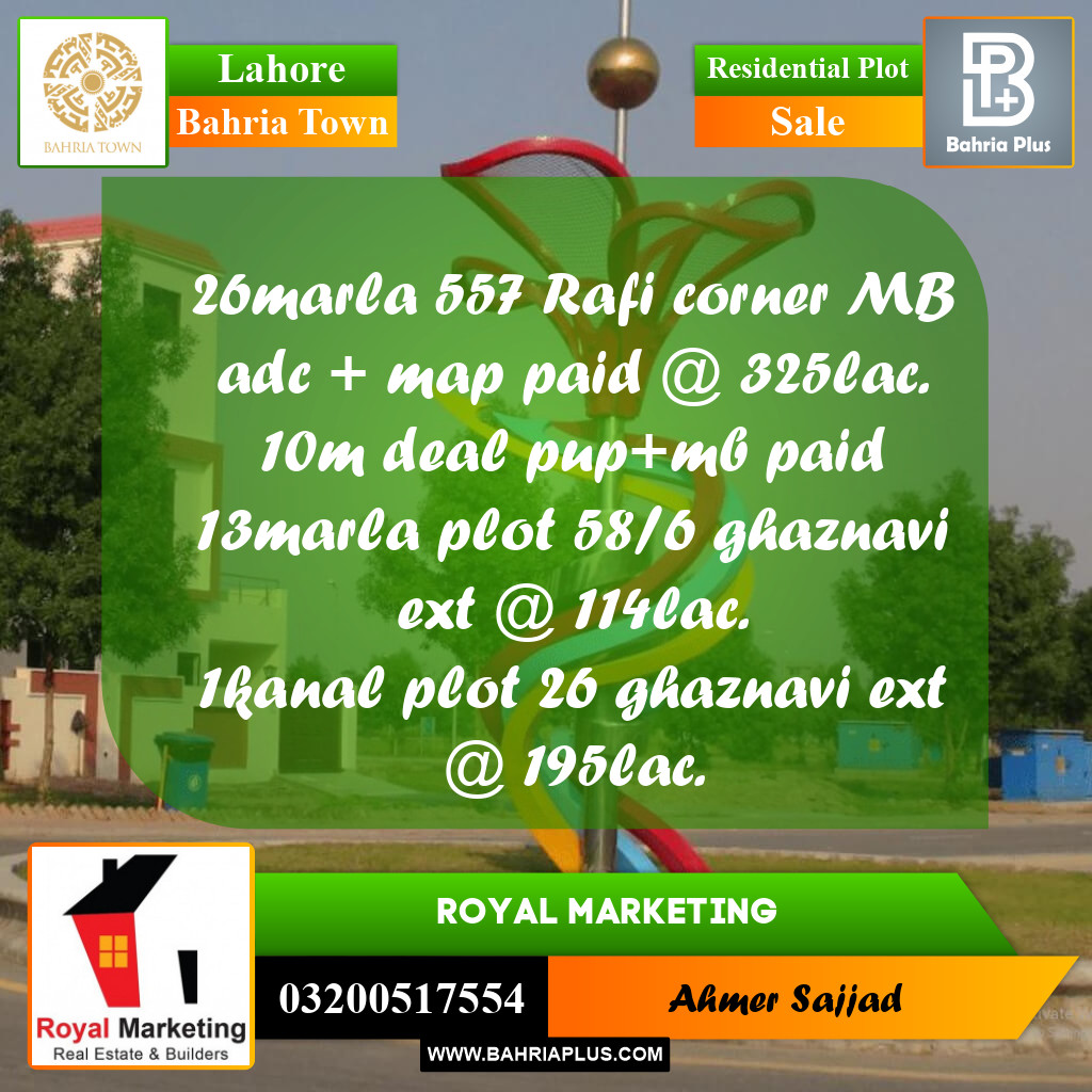 Residential Plot for Sale in Bahria Town, Lahore - (BP-259048)