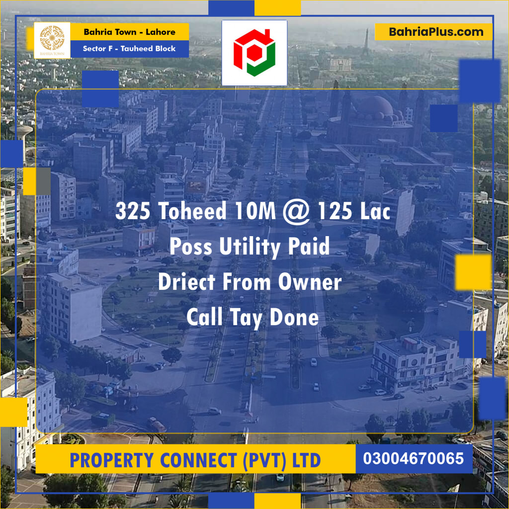 10 Marla Residential Plot for Sale in Sector F - Tauheed Block -  Bahria Town, Lahore - (BP-259052)
