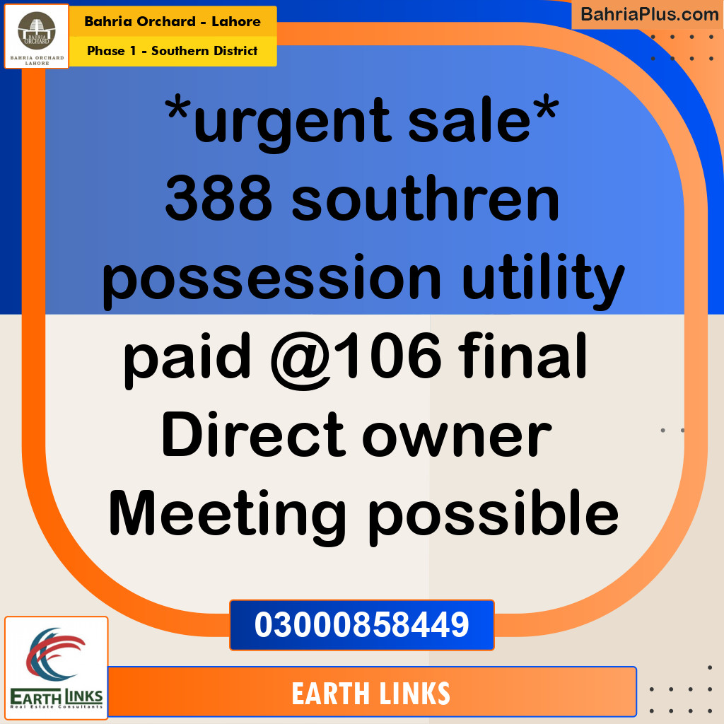 10 Marla Residential Plot for Sale in Phase 1 - Southern District -  Bahria Orchard, Lahore - (BP-259089)