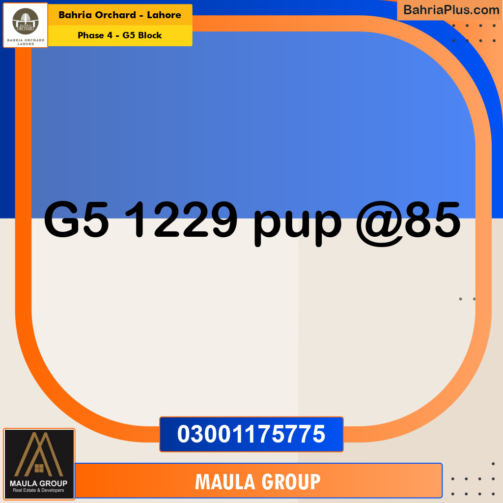 10 Marla Residential Plot for Sale in Phase 4 - G5 Block -  Bahria Orchard, Lahore - (BP-259097)