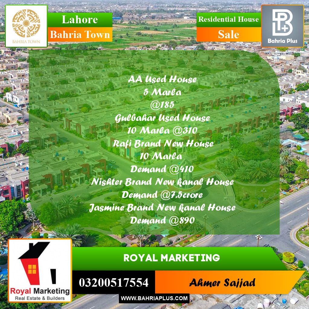 Residential House for Sale in Bahria Town, Lahore - (BP-259099)