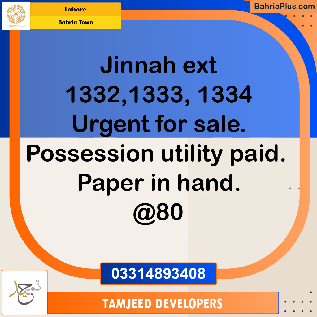 Residential Plot for Sale in Bahria Town, Lahore - (BP-259128)