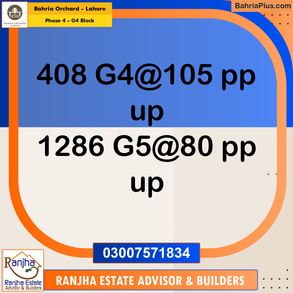 10 Marla Residential Plot for Sale in Phase 4 - G4 Block -  Bahria Orchard, Lahore - (BP-259150)