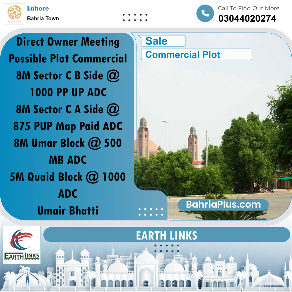 Commercial Plot for Sale in Bahria Town, Lahore - (BP-259158)